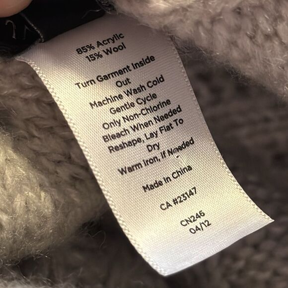 Talbots Gray Cable Knit Wool Blend Poncho Cape Minimalist Classic Preppy Cozy - Picture 14 of 15